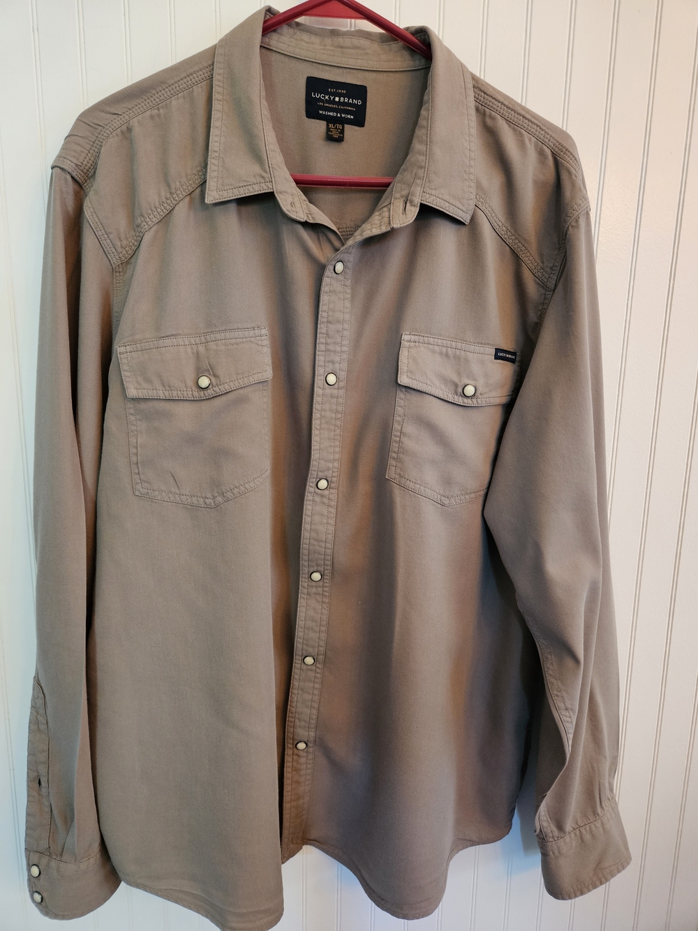 Lucky Brand Men’s Long-Sleeve Shirt — Taupe